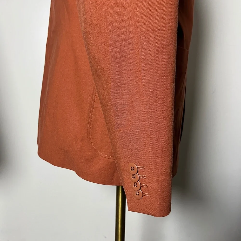 Express Suit Mens 42S 38x28 Burnt Orange Solid Extra Slim Fit 2-Button Cotton